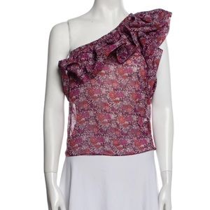 NWOT MISA Los Angeles Floral Print‎ One Shoulder Blouse Size M